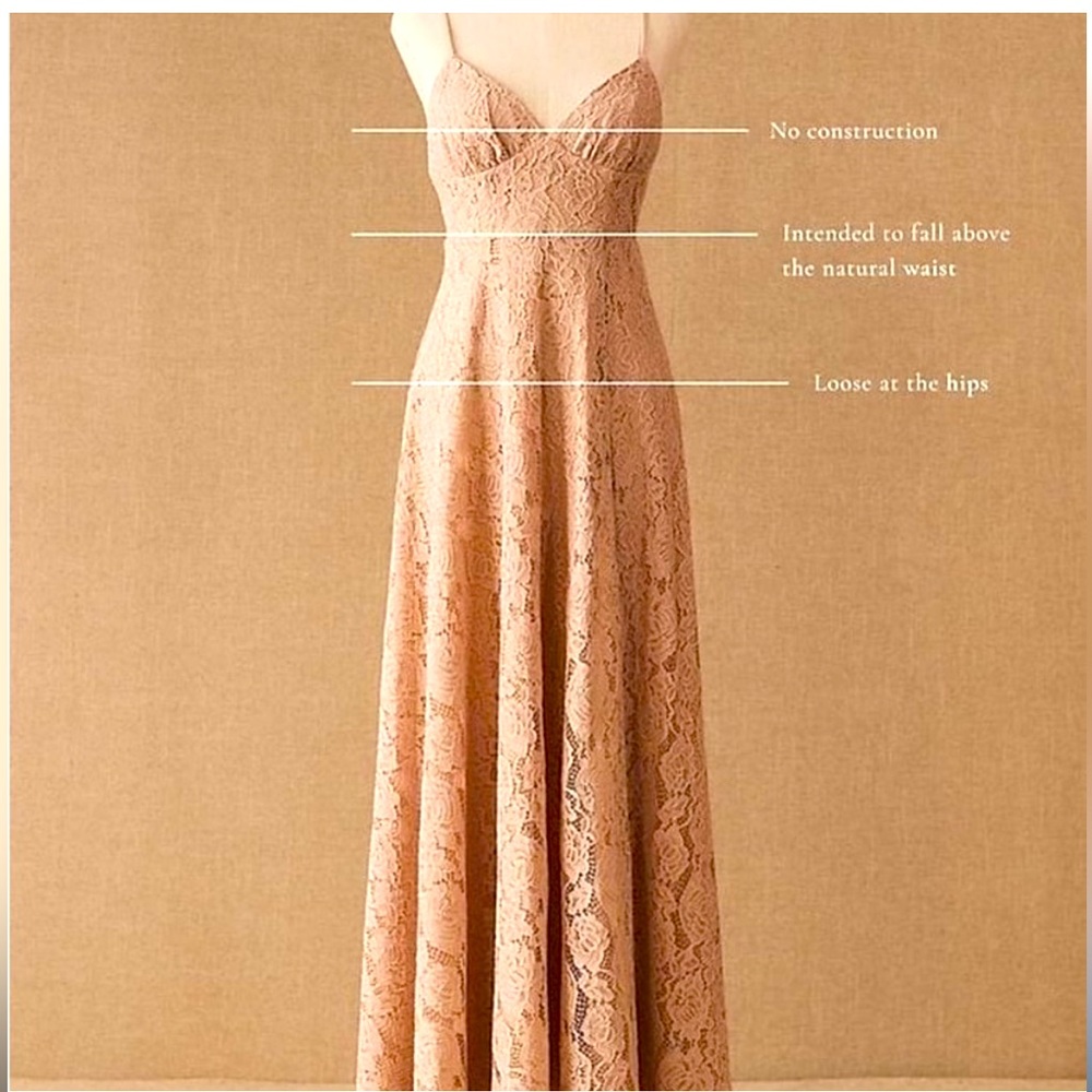 Anthropologie NWT Fame and Partners Charlotte Lace Maxi Gown Size 6 Blush‎ - Picture 5 of 10